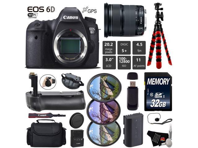 Canon EOS 6D DSLR Camera with 24-105mm is STM Lens + Professional Battery Grip + UV FLD CPL Filter Kit + Case + Wrist St