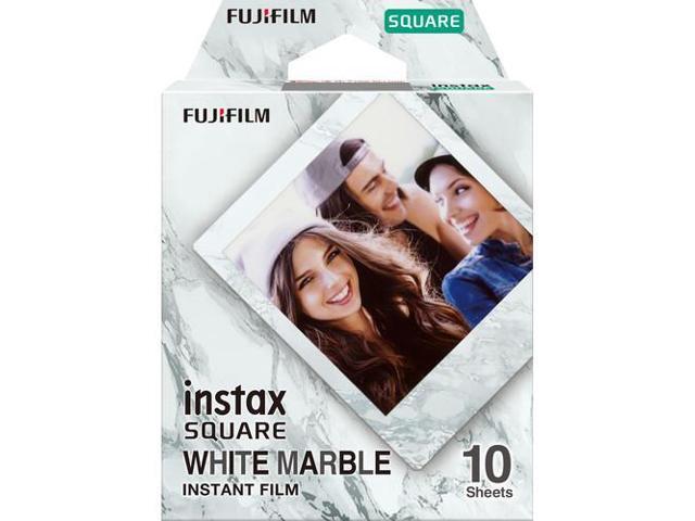 FUJIFILM INSTAX SQUARE White Marble Instant Film (10 Exposures), Microfiber Cleaning Cloth, Bundle