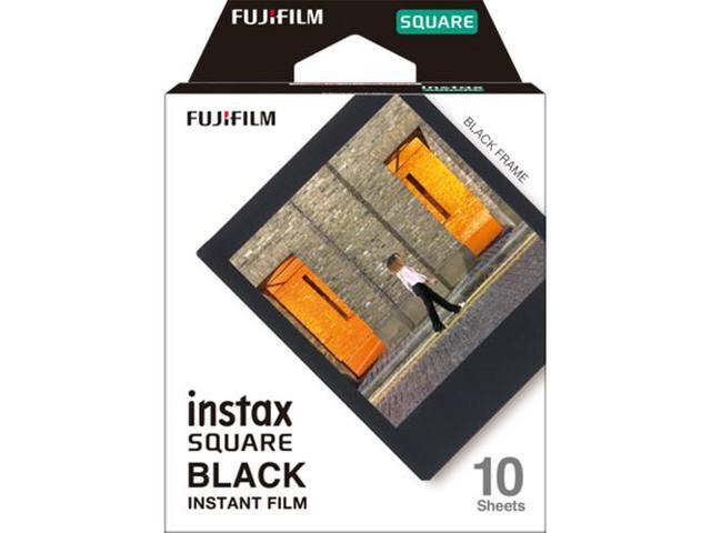 4xFUJIFILM INSTAX SQUARE Black Instant Film (10 Exposures), Microfiber Cleaning Cloth, Bundle