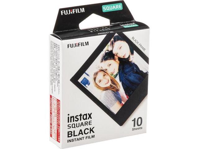 4xFUJIFILM INSTAX SQUARE Black Instant Film (10 Exposures), Microfiber Cleaning Cloth, Bundle