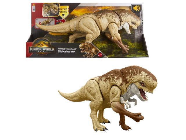 Mattel Jurassic World Rebirth Distortus Rex Rumble N Rampage Dinosaur Action Figure 22 Inch with 2 Attack Actions, Content-Accurate, Digital Play