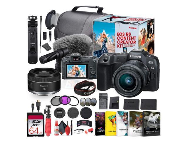 Canon EOS R8 Camera Content Creator Kit with RF 24-50mm f/4.5-6.3 IS STM Lens - Bundle