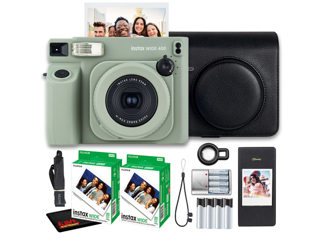 Fujifilm INSTAX Wide 400 Camera -Sage Green, Pack of 2 Fujifilm instax Wide Film