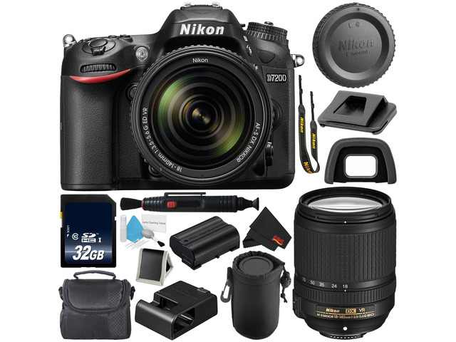 Nikon D7200 DSLR Camera with 18-140mm Lens 1555 (International Model) + 32GB SDHC Class 10 Memory Card + Deluxe Cleaning Kit + Memory Card Wallet +...