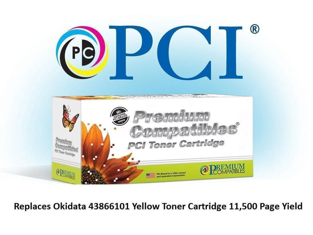 Pci Okidata 43866101 11.5K Yellow Laser Toner Cartridge For Okidata C710 C710dn