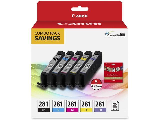 Canon - CLI-281 5-Pack Standard Capacity Ink Cartridges + Photo Paper - Black/Cyan/Magenta/Yellow/Photo Blue - image 6