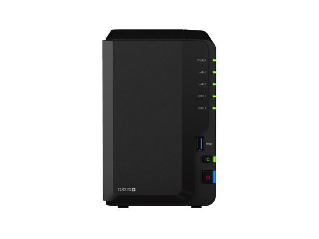Synology DiskStation DS220+ NAS Server with Celeron 2.0GHz CPU, 6GB Memory, 4TB HDD Storage, 2 x 1GbE LAN Ports, DSM Operating System