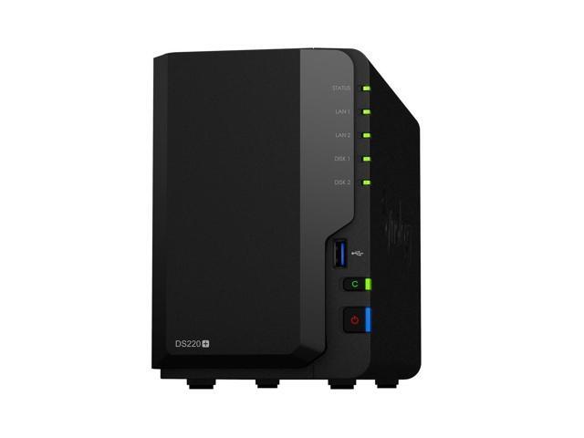 Synology DiskStation DS220+ NAS Server with Celeron 2.0GHz CPU, 6GB Memory, 4TB HDD Storage, 2 x 1GbE LAN Ports, DSM Operating System