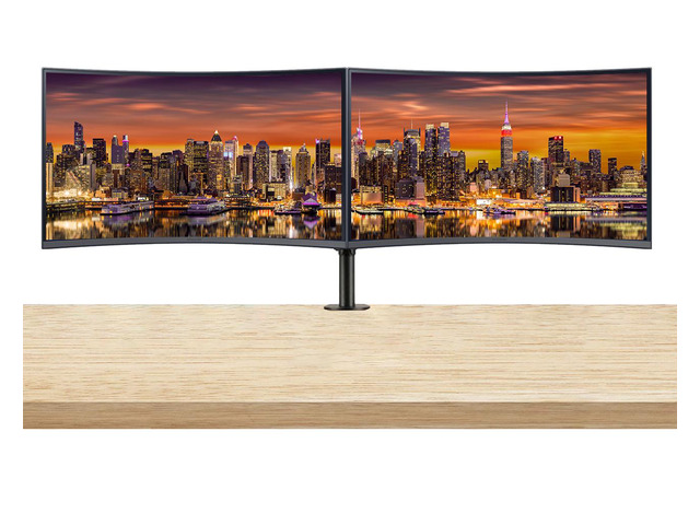 Samsung S39C 27-inch 1080P FHD Curved IPS LCD Monitor, 2-Pack Bundle with FreeSync, HDMI, DisplayPort, Speaker, Desk Mount Dual Monitor Stand...