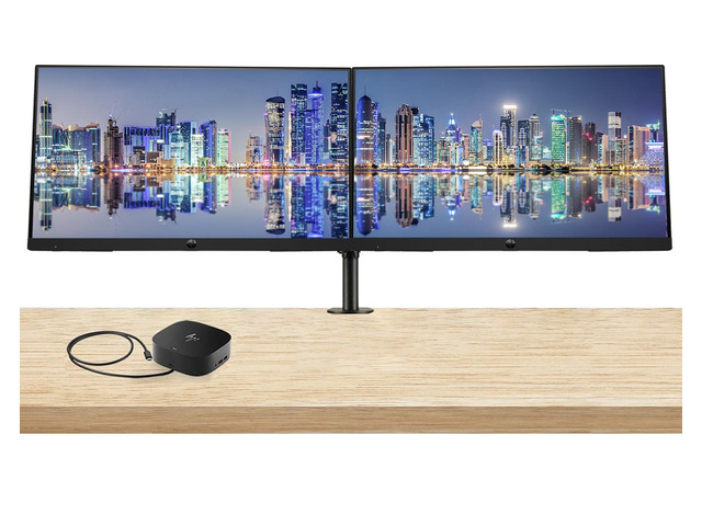 HP P24h G5 24 inch 1920 x 1080 FHD Edge LED LCD Monitor, 2-Pack Bundle with HDMI, VGA, and Display Port, Built-in Speakers, Desk Mount Dual Monitor...