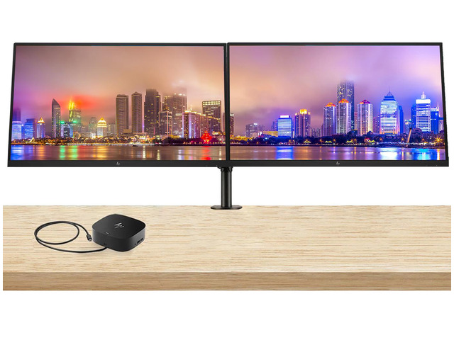 HP EliteDisplay E27k G5 27 inch 4K Ultra HD LCD IPS Monitor, 2-Pack Bundle with HDMI, USB-C, Ethernet and DisplayPort, Built-in Speakers, Desk...