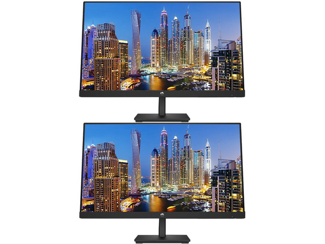 HP P27h G5 27 inch 1920 x 1080 Full HD Edge LED LCD Monitor, 2-Pack Bundle with HDMI, VGA, and Display Port with Built-in Speakers