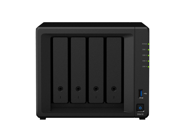 Synology DiskStation DS418 NAS Server with RTD1296 1.4GHz CPU, 2GB Memory, 72TB HDD Storage, 2 x 1GbE LAN Ports, DSM Operating System