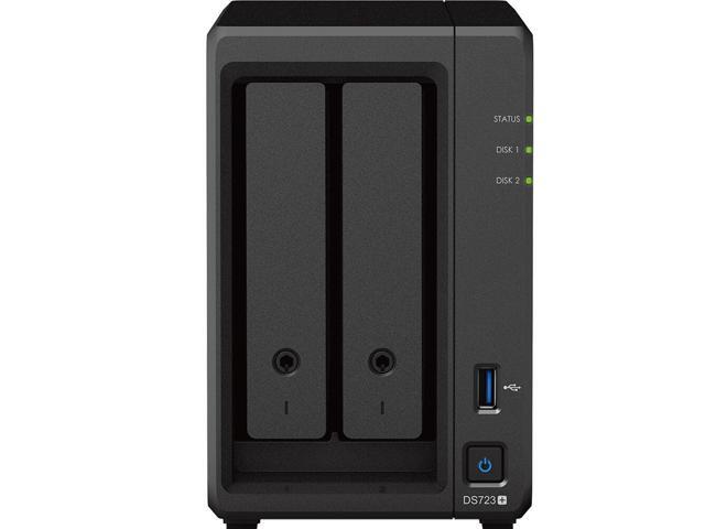 Synology DiskStation DS723+ NAS Server with Ryzen 2.6GHz CPU, 32GB Memory, 4TB SSD Storage, 1TB M.2 NVMe SSD, 2 x 1GbE LAN Ports, DSM Operating System