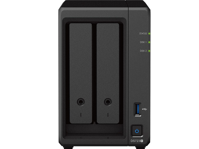 Synology DiskStation DS723+ NAS Server with Ryzen 2.6GHz CPU, 32GB Memory, 36TB HDD Storage, 1TB M.2 NVMe SSD, 2 x 1GbE LAN Ports, DSM Operating...
