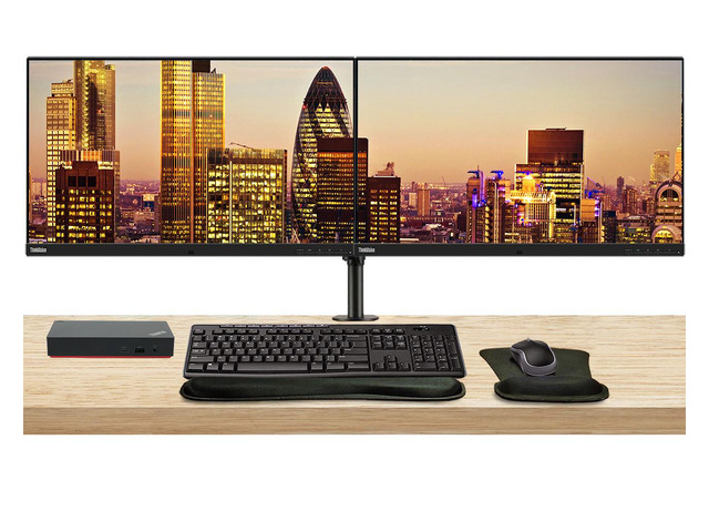 Lenovo ThinkVision P27u 3840 x 2160 LED UHD 4K LCD, 2-Pack Bundle with HDMI, DisplayPort, Daisy Chain, USB-C, USB Hub, Speakers, Dual Monitor...