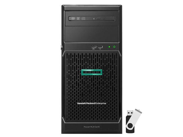 HP ProLiant ML30 Gen10 Tower Server Bundle with 16GB USB Flash Drive, Intel Xeon E-2124 3.3GHz CPU, 16GB DDR4, 8TB SATA HDDs, RAID