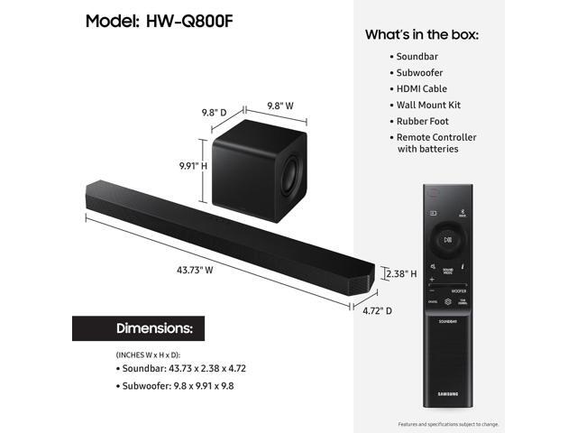 Samsung HW-Q800F Q Series Soundbar 5.1.2 Ch Subwoofer with 2 Year Amber Protection Plan (2025)