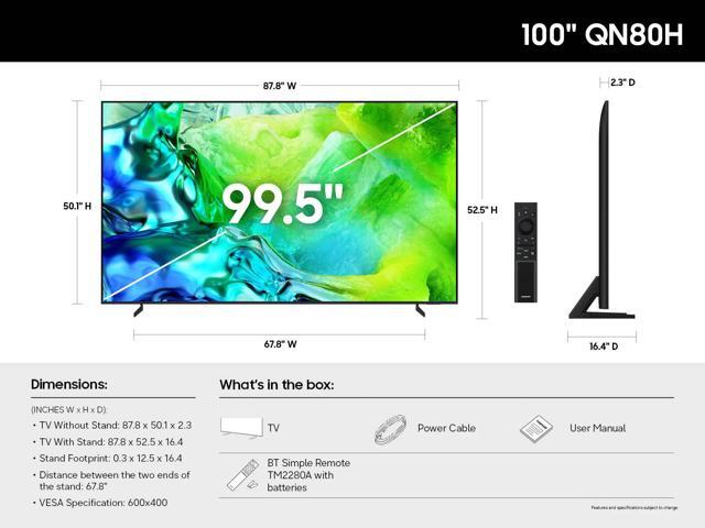 Samsung - 100” Class QN80H Series Neo QLED Mini LED 4K UHD SamsungVision AI Smart Tizen TV (2026) - image 5