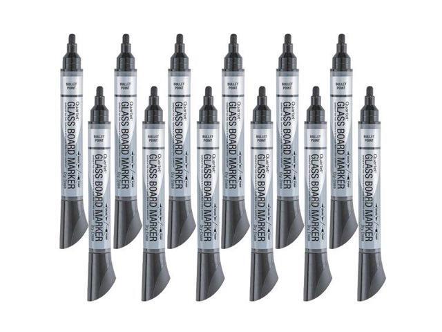 Premium Glass Board Dry Erase Marker, Bullet Tip, Black, Dozen 79553