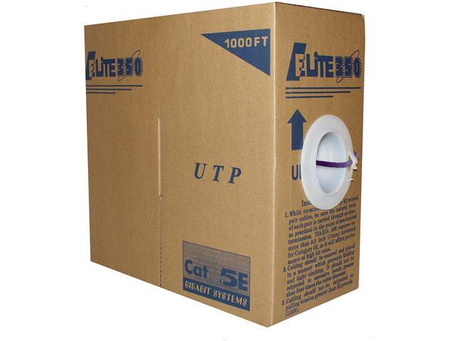 Elite Cat5e Stranded (CM), 1000ft, 350MHz, 24AWG, U/UTP, Bare Copper, UL Certified, Pull Box, Bulk Ethernet Cable, Violet