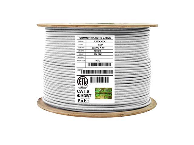 Elite Cat6 Shielded Plenum (CMP), 1000ft, 550MHz, 23AWG, F/UTP, Solid Pure Copper, UL Certified, UL-LP Certification, Bulk Ethernet Cable Reel, White