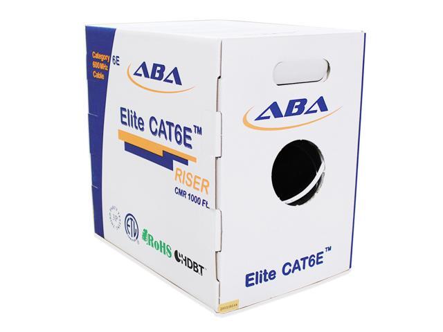 Elite Cat6e Riser (CMR), 1000ft, 600MHz, 24AWG, UTP, Solid Bare Copper, UL Certified, Easy to Pull (Reelex II) Box, Bulk Ethernet Cable, White