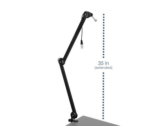 Audio-Technica AT2020 Cardioid Condenser Microphone, Bundle with Broadcast Arm with Internal Springs and Integrated 10' XLR Cable