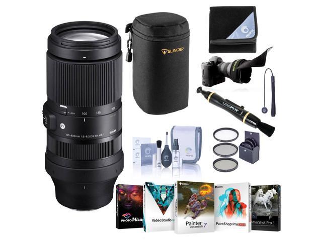 Sigma 100-400mm f/5-6.3 DG DN OS Contemporary Lens for L Mount, Bundle with 67mm Filter Kit, PC Software Kit, Cleaning Kit, Lens Wrap, Flex Lens...