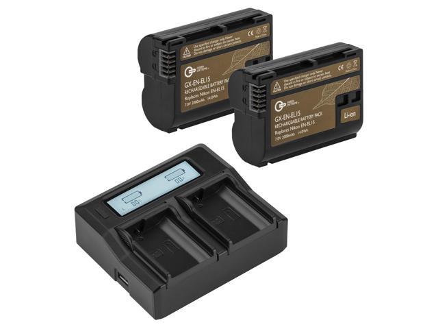 Green Extreme 2 Pack EN-EL15 Battery and Dual Smart Charger Kit (7.0V 2000mAh)