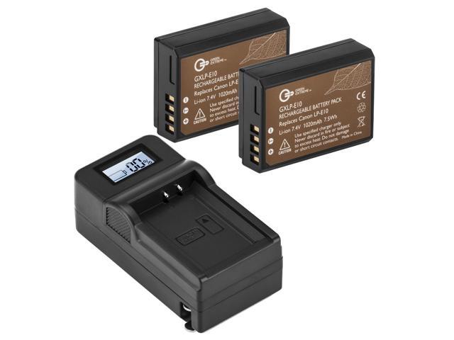 Green Extreme 2 Pack LP-E10 Battery and Compact Smart Charger Kit (7.4V 1020mAh)