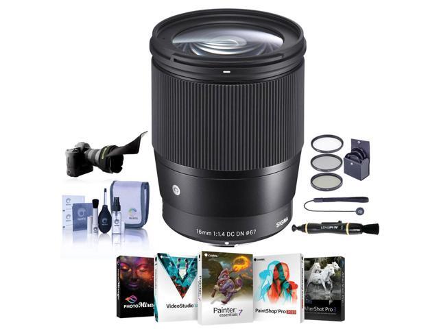 Sigma 16mm f/1.4 DC DN Contemporary Lens for Canon EF-M, Black, Bundle with ProOptic 67mm Filter Kit, Flex Lens Shade, Cleaning Kit, Cap Tether,...