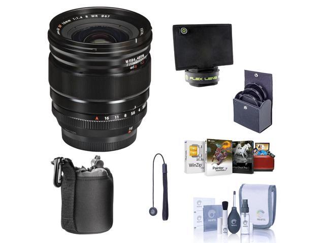 Fujifilm XF 16mm f/1.4 R WR Lens, Bundle with Flex Lens Shade, 67mm Filter Kit, Lens Case, Cleaning Kit, Lens Cap Tether, Mac Software Kit