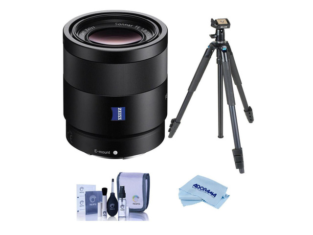 Sony Sonnar T* FE 55mm F1.8 ZA E-Mount Lens With Slik Sprint Pro III Tripod Kit