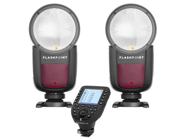 Flashpoint 2-Pack Zoom Li-on X R2 TTL On-Camera Round Flash Speedlight For Pentax (Godox V1) + Flashpoint R2 Pro Mark II Transmitter for Pentax...