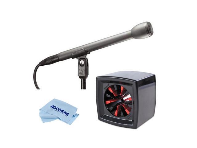 Audio-Technica AT8004L Handheld Omnidirectional Dynamic Interview Microphone, 9.43in Long Handle - With Rycote Square Mic Flag for Reporter Mics...