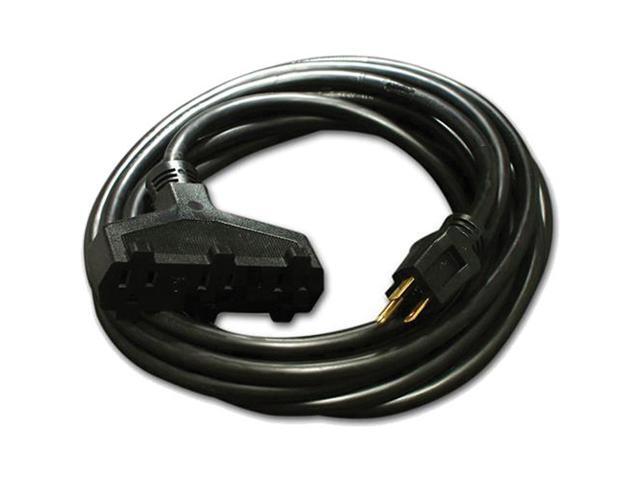 Milspec 25' Pro Power SJTW Triple Tap Extension Cord, 12/3 AWG, Black #D15623025