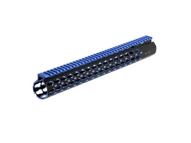 UTG 15' Keymod Super Slim Rail and Handguard with Hardware, Black & Blue 2-Tone