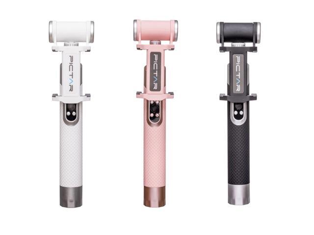 Pictar Smart Light Selfie Stick with Rechargeable Battery, Smokey White