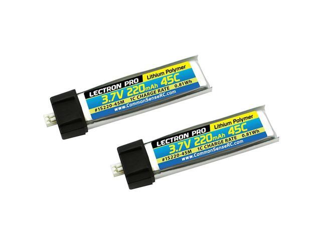 COMMON SENSE RC Lectron Pro 3.7V 220mAh 45C Li-Po Battery, 2-Pack