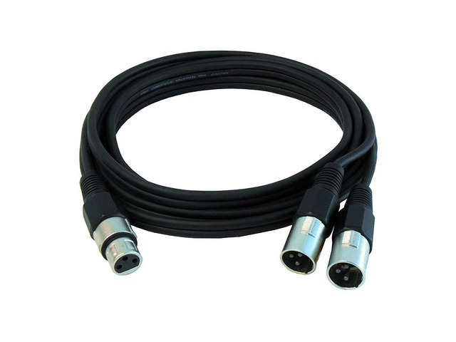 Audio 2000s ADC2034 10'x5/10mm One XLR Female to Two XLR Male Audio Cable