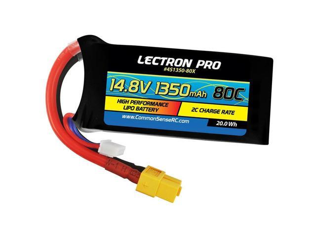 COMMON SENSE RC Lectron Pro 14.8V 1350mAh 80C Li-Po Battery with XT60 Connector
