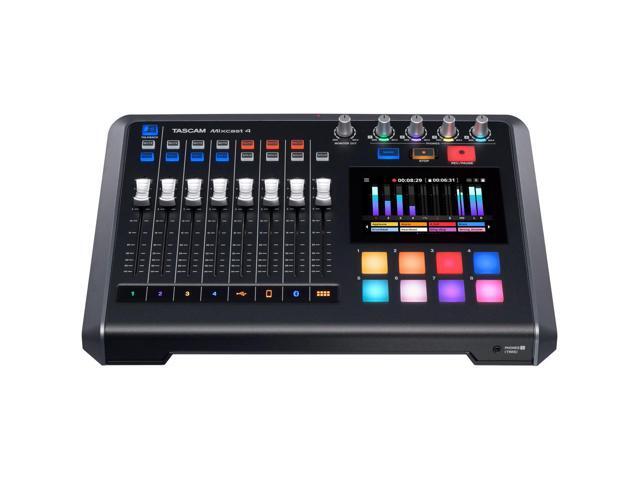 Tascam Mixcast 4 Podcast Station, w/4x TAP300 Broadcast Mics & 4x DS7200B Stand