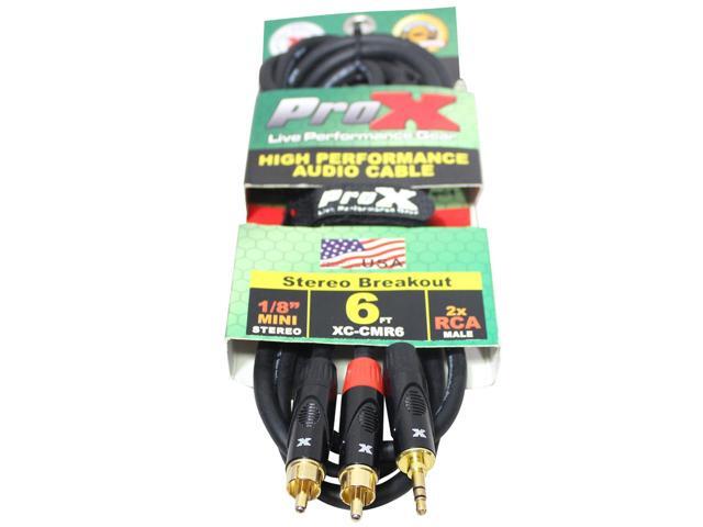 ProX XC-CMR6 6' 1/8' (3.5mm) TRS to Dual RCA-M High Performance Audio Cable