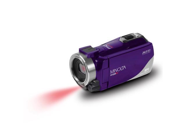 Minolta MN220NV Full HD 24MP 3' Touchscreen Night Vision Wi-Fi Camcorder, Purple
