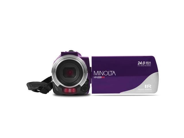 Minolta MN220NV Full HD 24MP 3' Touchscreen Night Vision Wi-Fi Camcorder, Purple