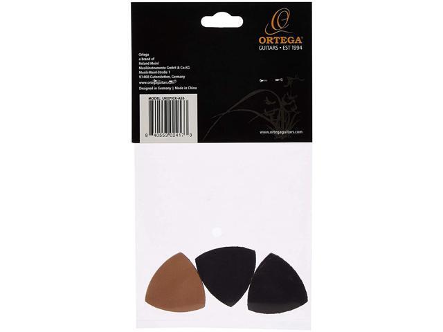 Ortega Guitars Leather Picks for Ukuleles & Guitars, 3-Pack #UKEPICK-ASS