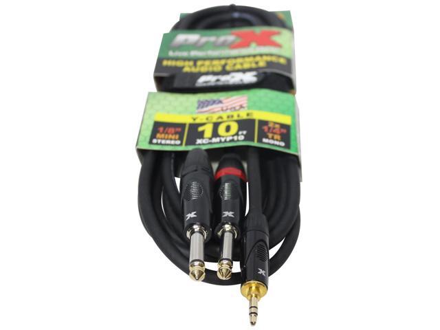 ProX XC-MYP10 10' 1/8' (3.5mm) Mini-TRS to Dual TS-M Unbalanced Audio Y Cable