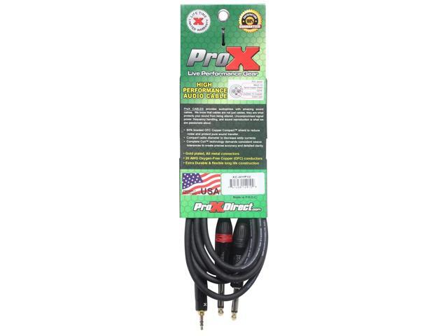 ProX XC-MYP10 10' 1/8' (3.5mm) Mini-TRS to Dual TS-M Unbalanced Audio Y Cable