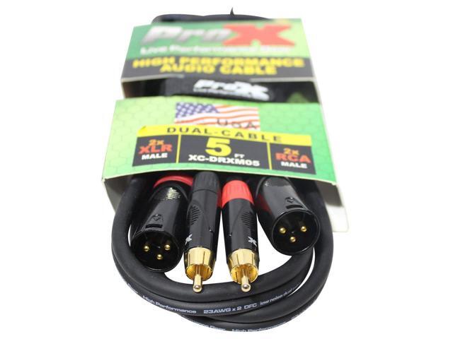 ProX XC-DRXM05 5' Dual RCA-M to Dual XLR3-M Unbalanced Audio Cable
